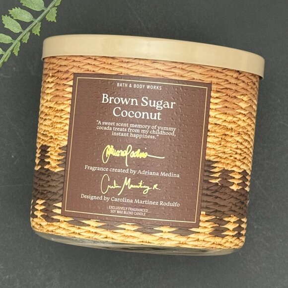 BBW Brown Sugar Coconut Bath & Body Works 3 Wick Candle - Picture 5 of 10